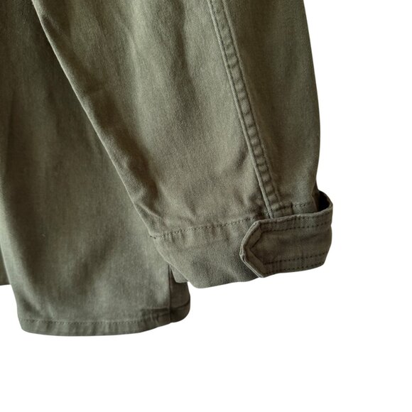 Good American S Utility Jacket Army Green Large Flap Pocket Snap Front Collared - Picture 7 of 14